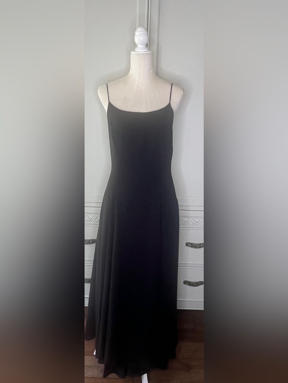 Elegant “Perfect”Black Maxi Slip Dress with Spaghetti Straps